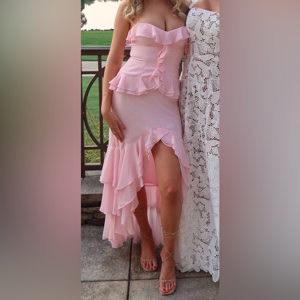 Gianni Bini "Sam" Ruffle Chiffon Long Dress